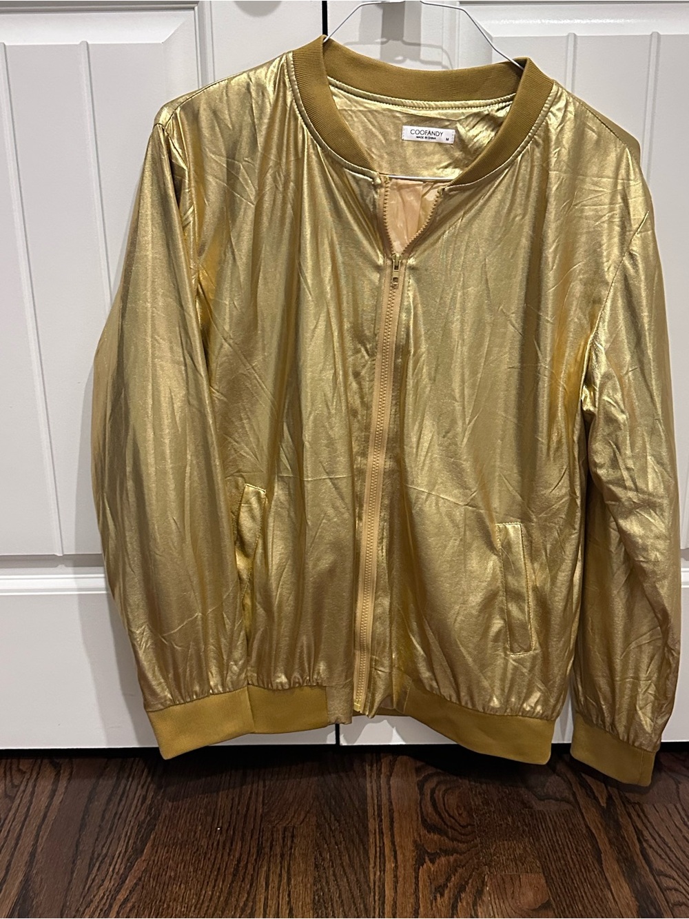 COOFANDY Men’s Disco Gold Bomber Jacket - Unisex